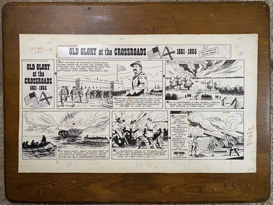 Old Glory at the Crossroads 10/29/61 Original Art Illustration | Fletcher Studio