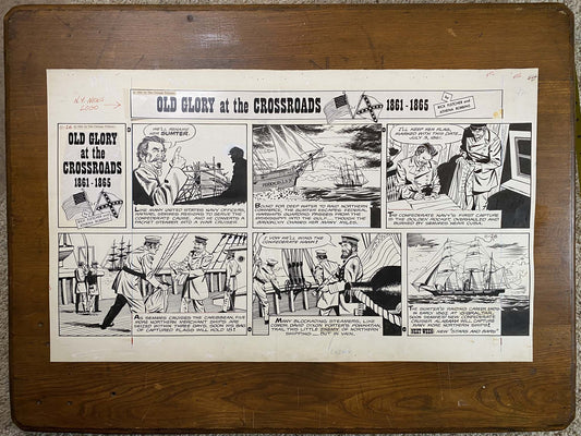 Old Glory at the Crossroads 11/26/61 Original Art Illustration | Fletcher Studio
