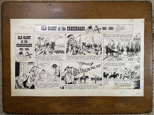 Old Glory at the Crossroads 12/3/61 Original Art Illustration | Fletcher Studio