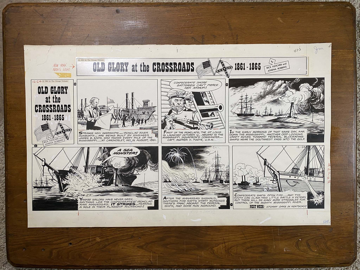Old Glory at the Crossroads 12/24/61 Original Art Illustration | Fletcher Studio