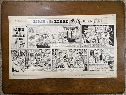 Old Glory at the Crossroads 1/21/62 Original Art Illustration | Fletcher Studio