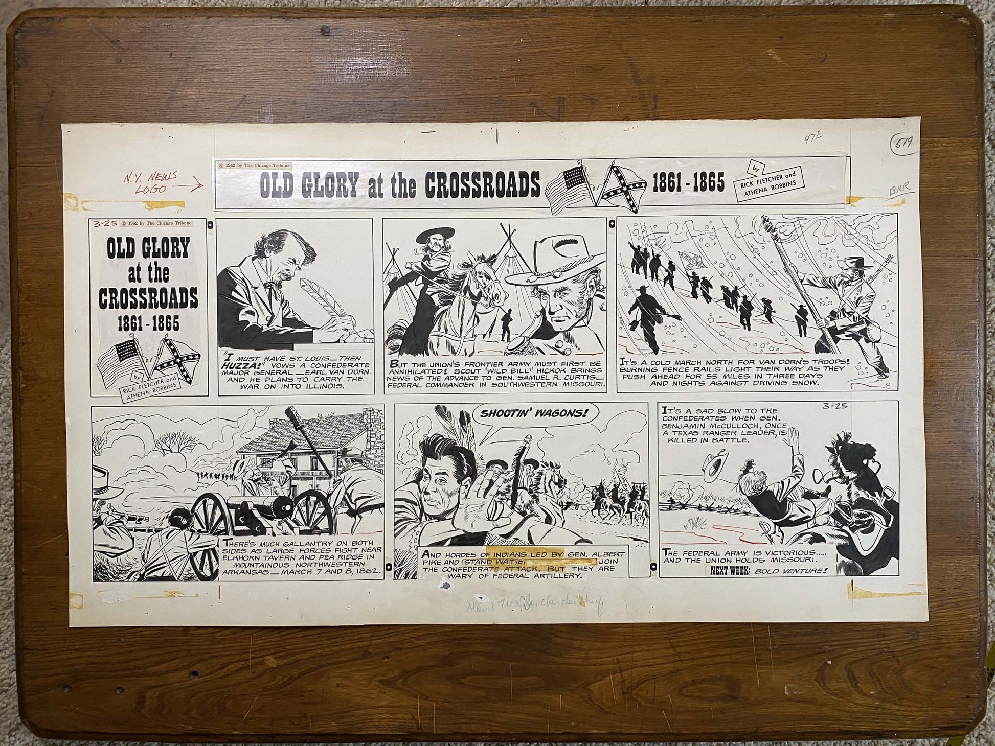 Old Glory at the Crossroads 3/25/62 Original Art Illustration | Fletcher Studio