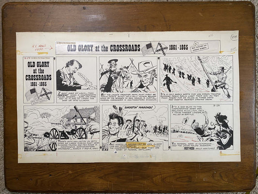 Old Glory at the Crossroads 3/25/62 Original Art Illustration | Fletcher Studio