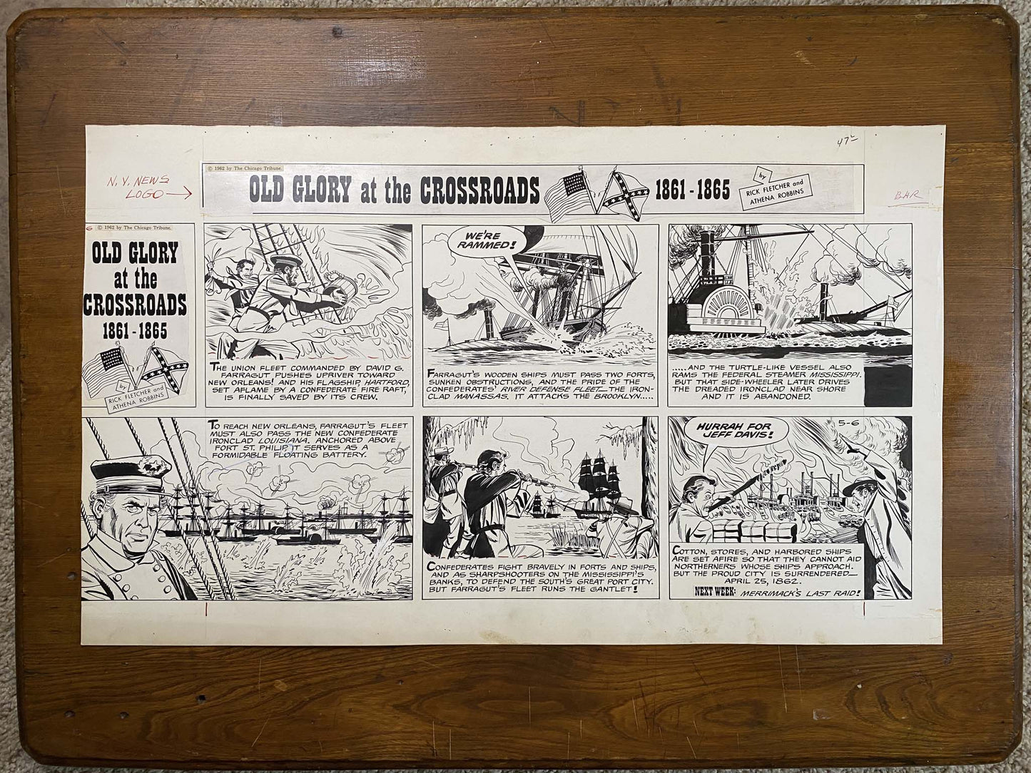 Old Glory at the Crossroads 5/6/62 Original Art Illustration | Fletcher Studio