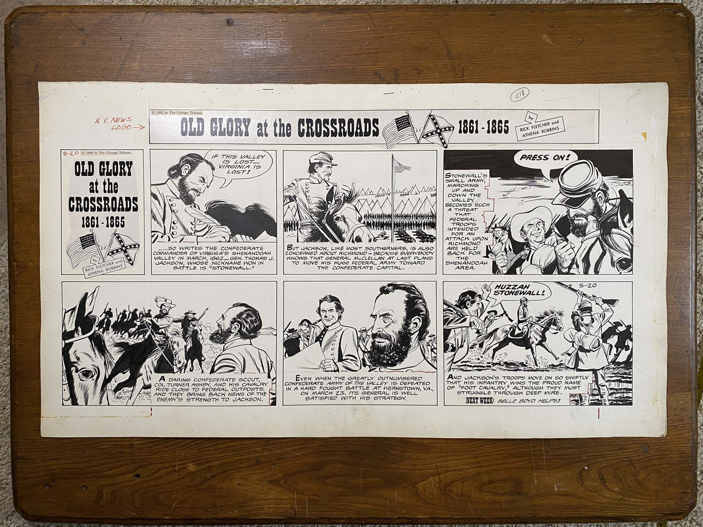 Old Glory at the Crossroads 5/20/62 Original Art Illustration | Fletcher Studio