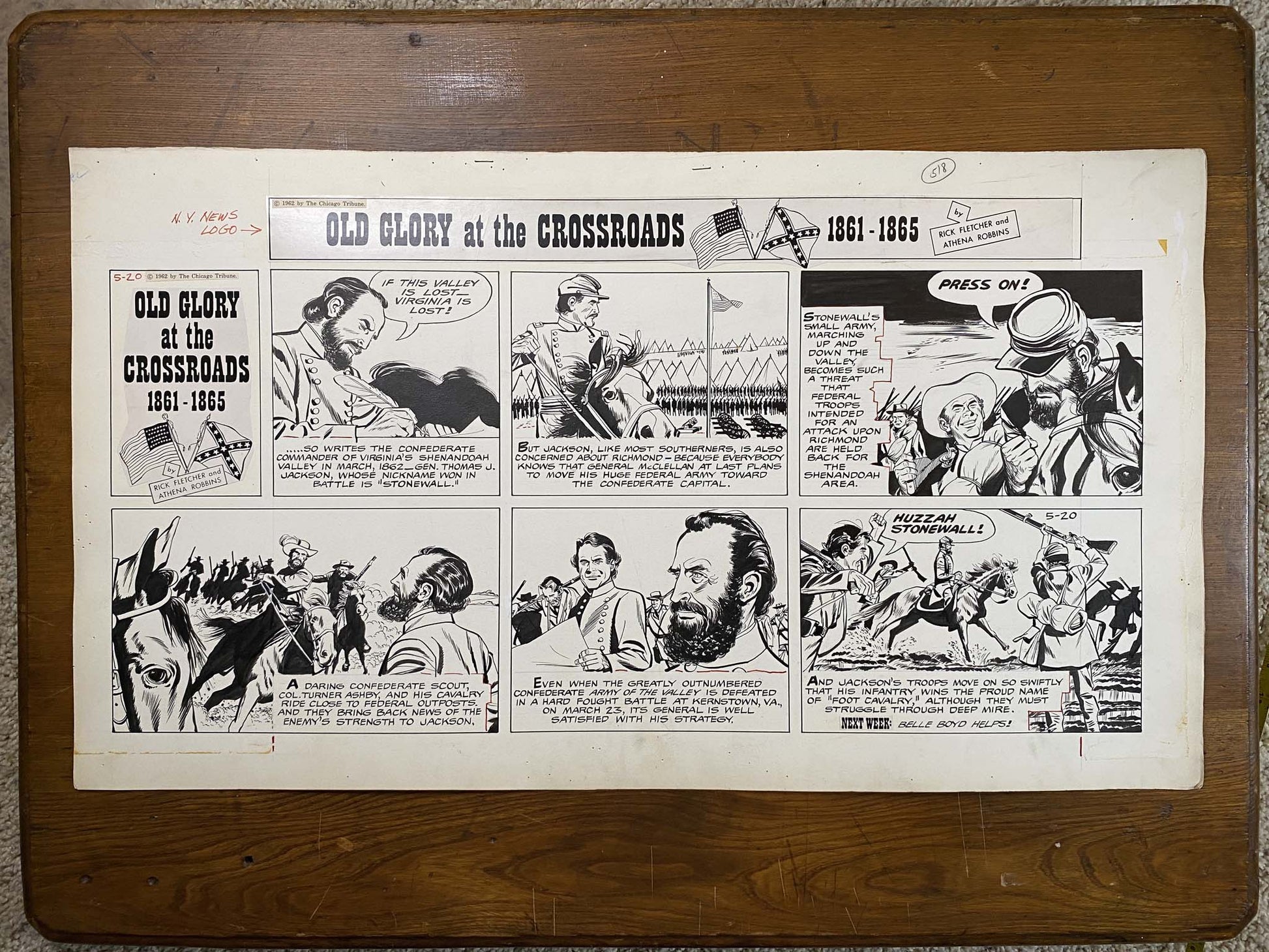 Old Glory at the Crossroads 5/20/62 Original Art Illustration | Fletcher Studio