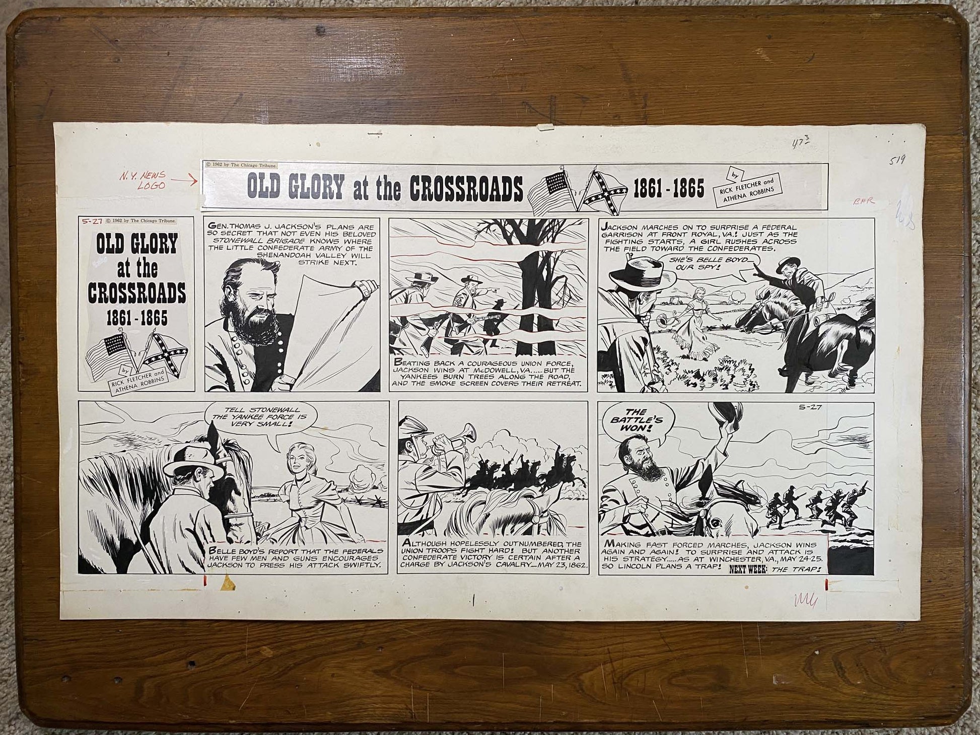Old Glory at the Crossroads 5/27/62 Original Art Illustration | Fletcher Studio