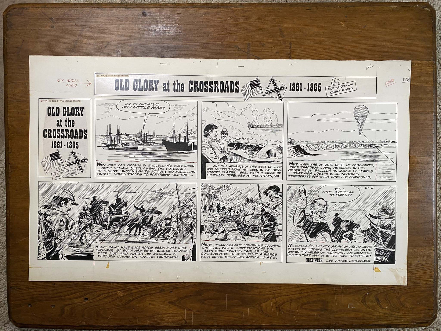 Old Glory at the Crossroads 6/10/62 Original Art Illustration | Fletcher Studio