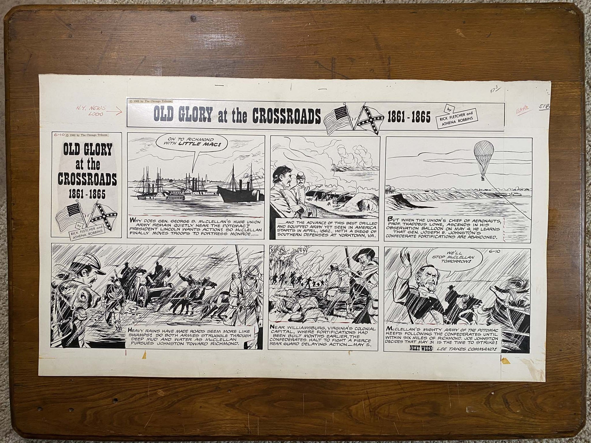 Old Glory at the Crossroads 6/10/62 Original Art Illustration | Fletcher Studio