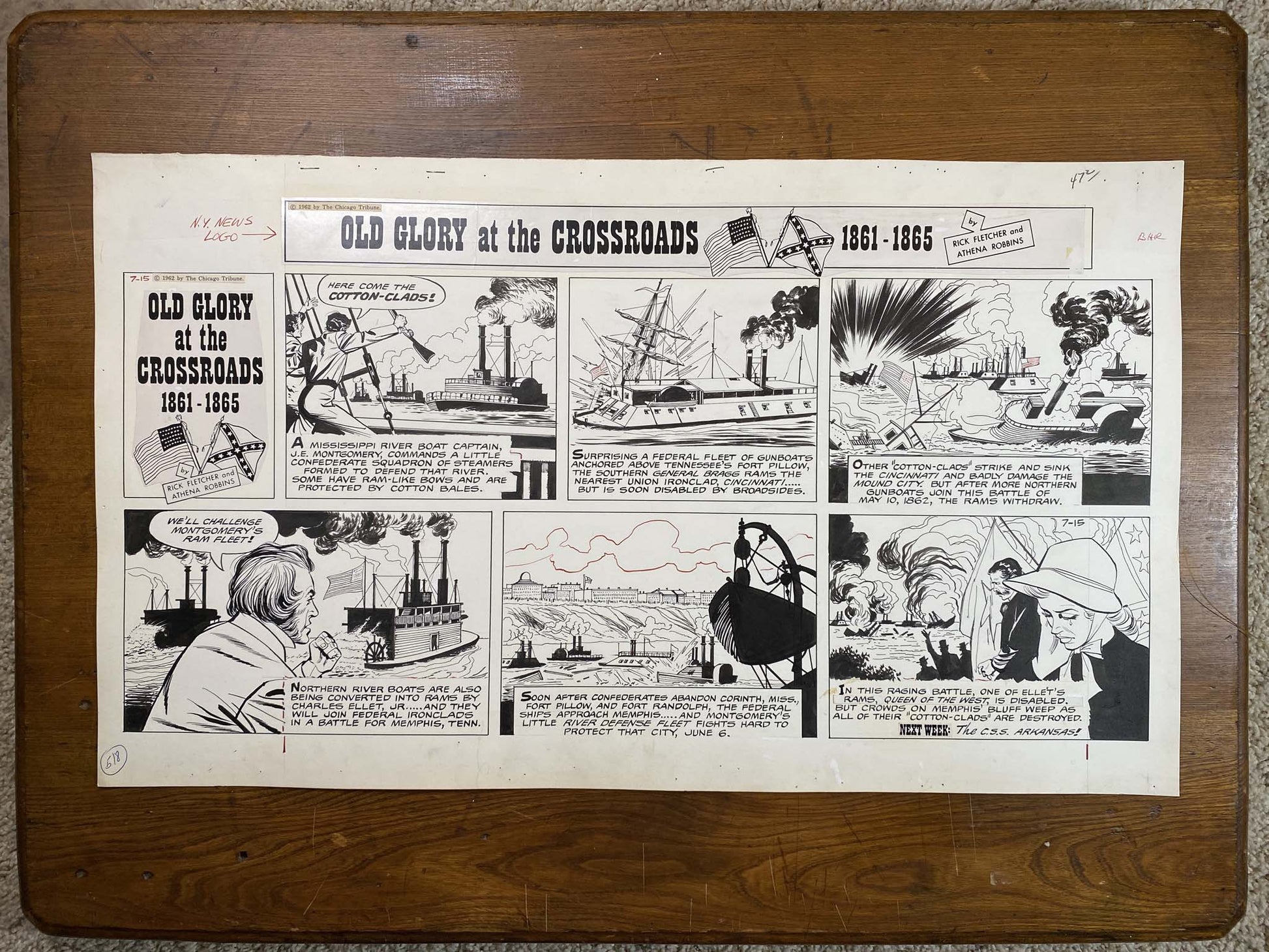 Old Glory at the Crossroads 7/15/62 Original Art Illustration | Fletcher Studio