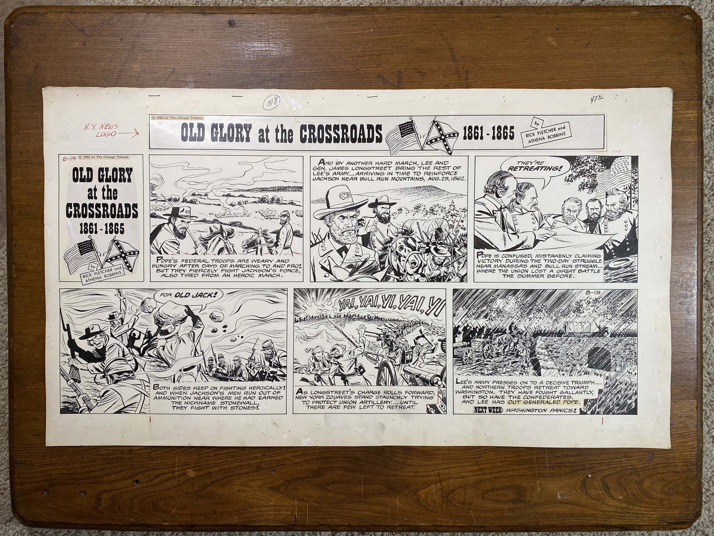 Old Glory at the Crossroads 8/19/62 Original Art Illustration | Fletcher Studio