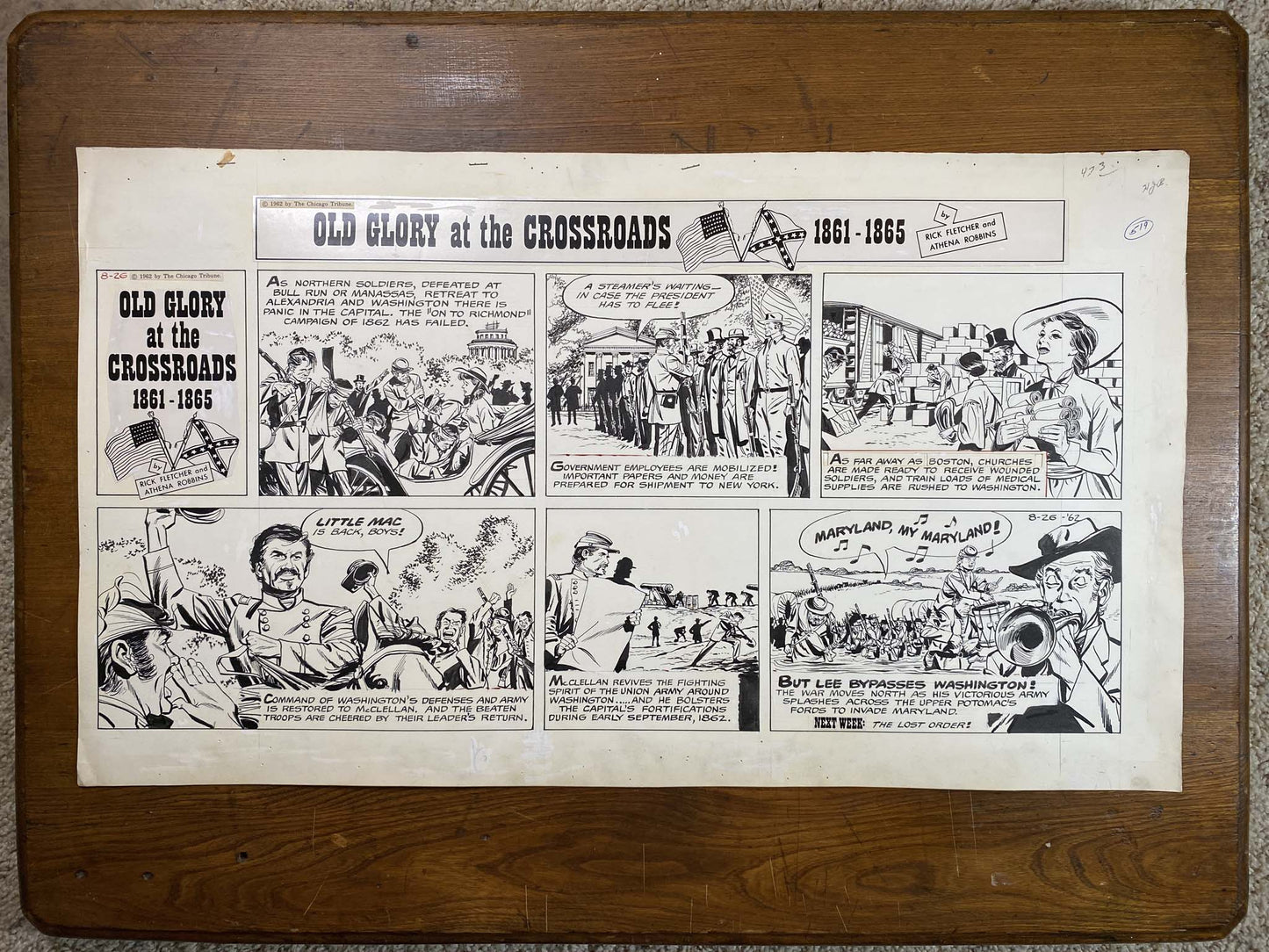 Old Glory at the Crossroads 8/26/62 Original Art Illustration | Fletcher Studio
