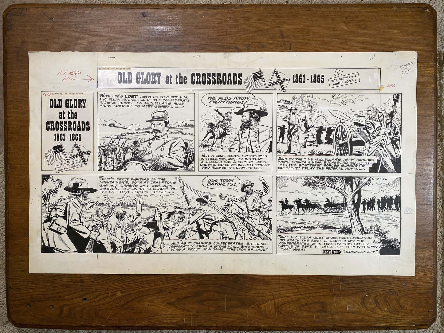 Old Glory at the Crossroads 9/9/62 Original Art Illustration | Fletcher Studio