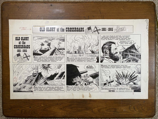 Old Glory at the Crossroads 2/10/63 Original Art Illustration | Fletcher Studio