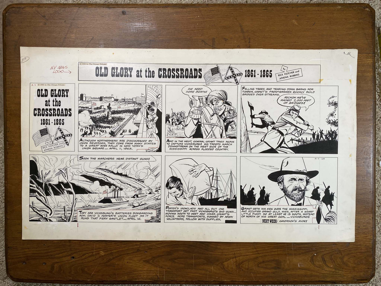 Old Glory at the Crossroads 4/7/63 Original Art Illustration | Fletcher Studio