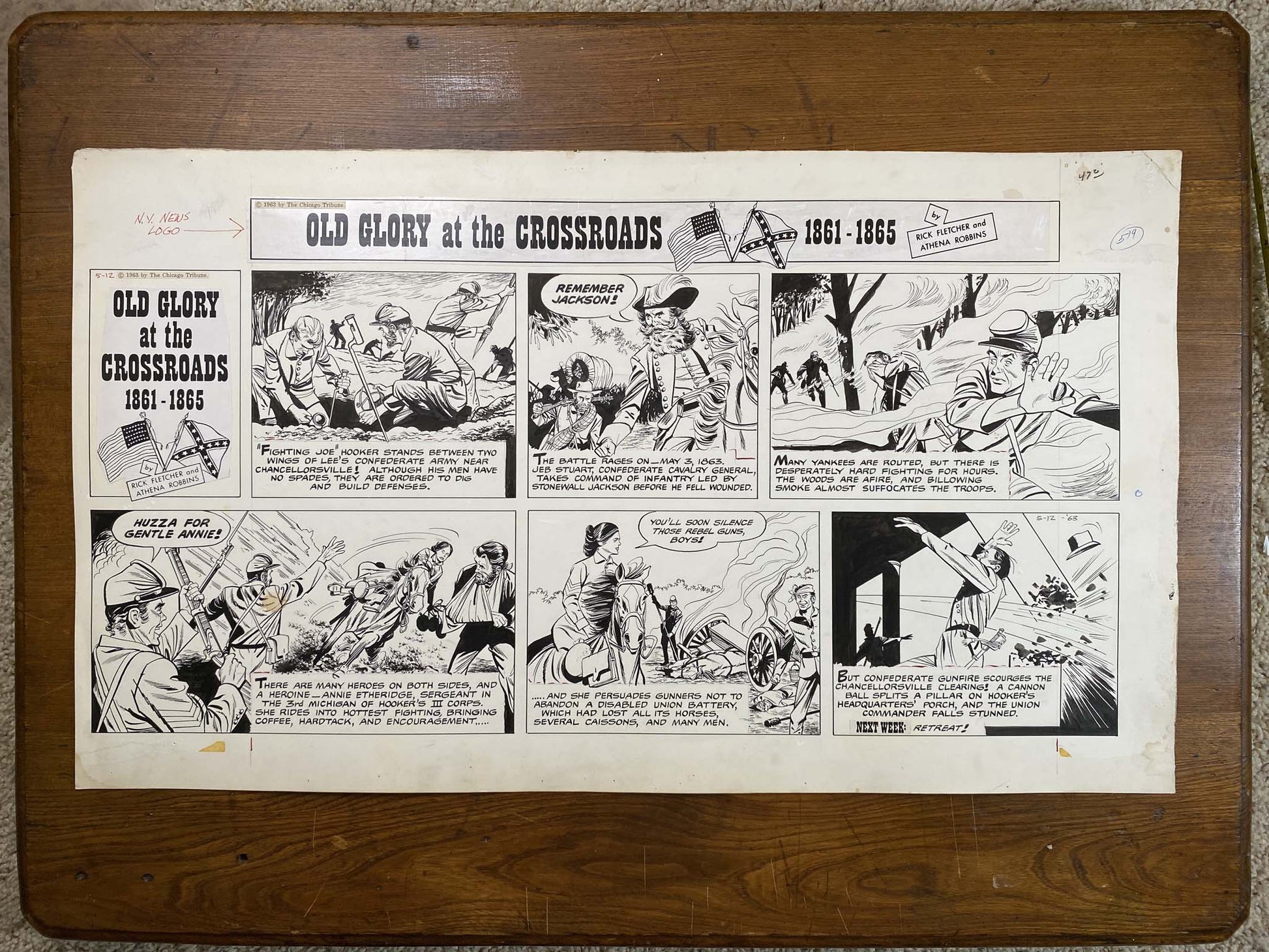 Old Glory at the Crossroads 5/12/63 Original Art Illustration | Fletcher Studio