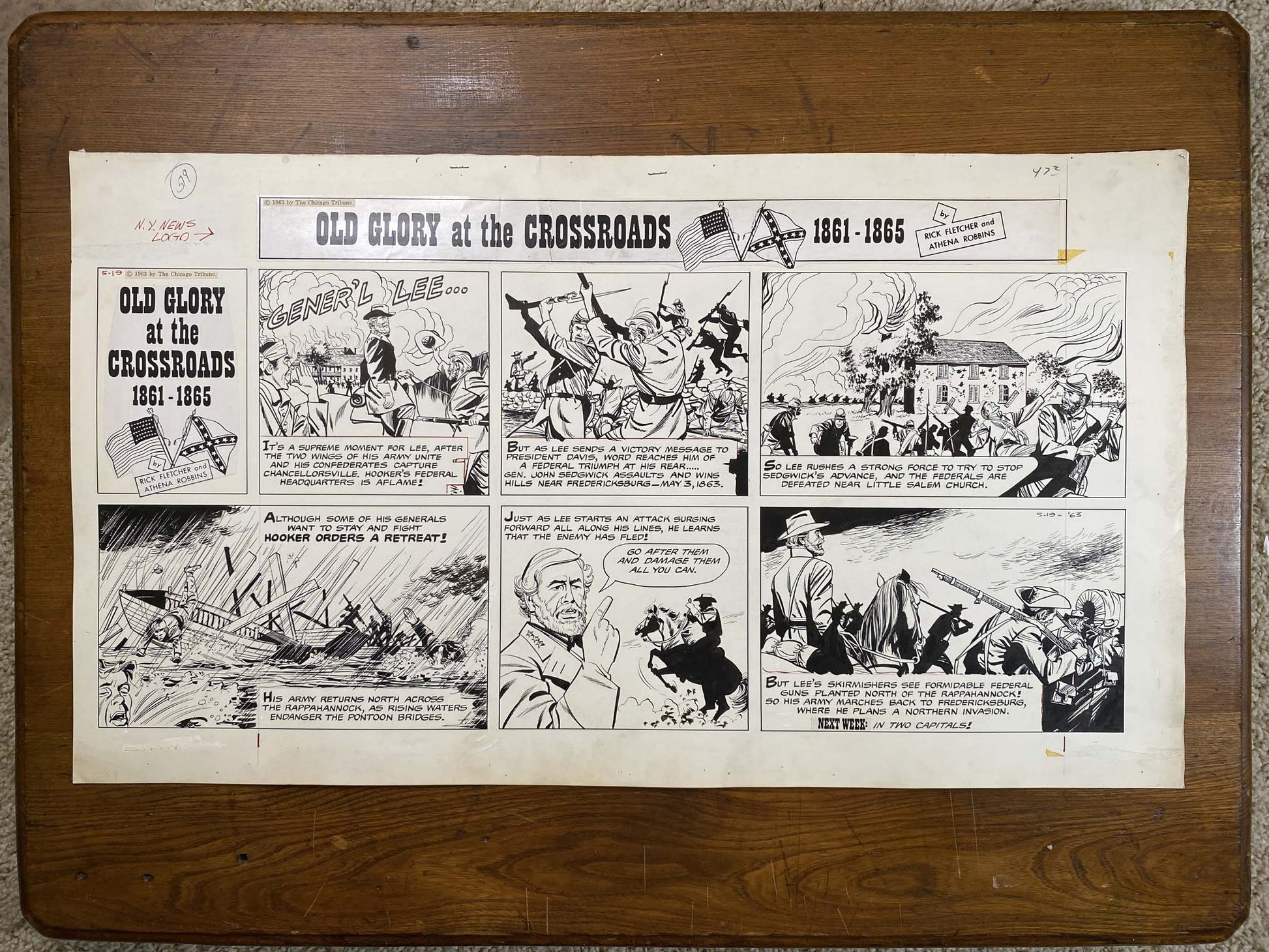Old Glory at the Crossroads 5/19/63 Original Art Illustration | Fletcher Studio
