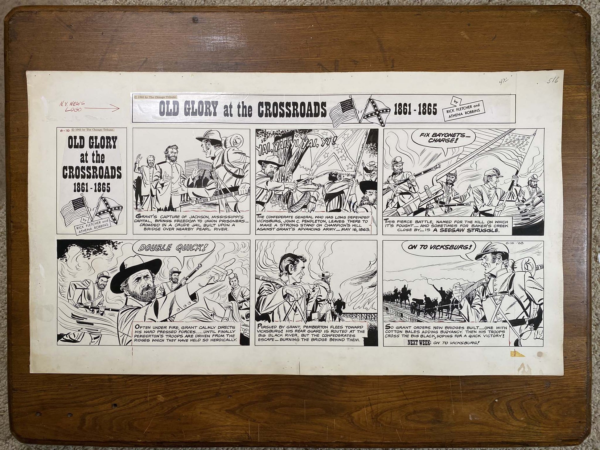 Old Glory at the Crossroads 6/16/63 Original Art Illustration | Fletcher Studio
