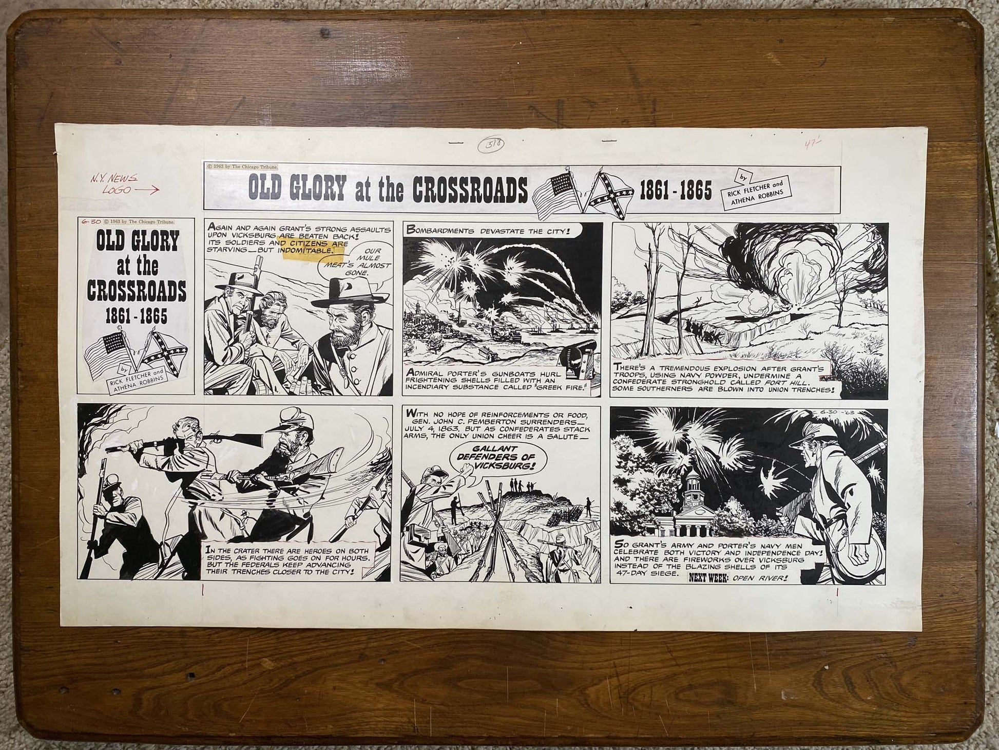 Old Glory at the Crossroads 6/30/63 Original Art Illustration | Fletcher Studio