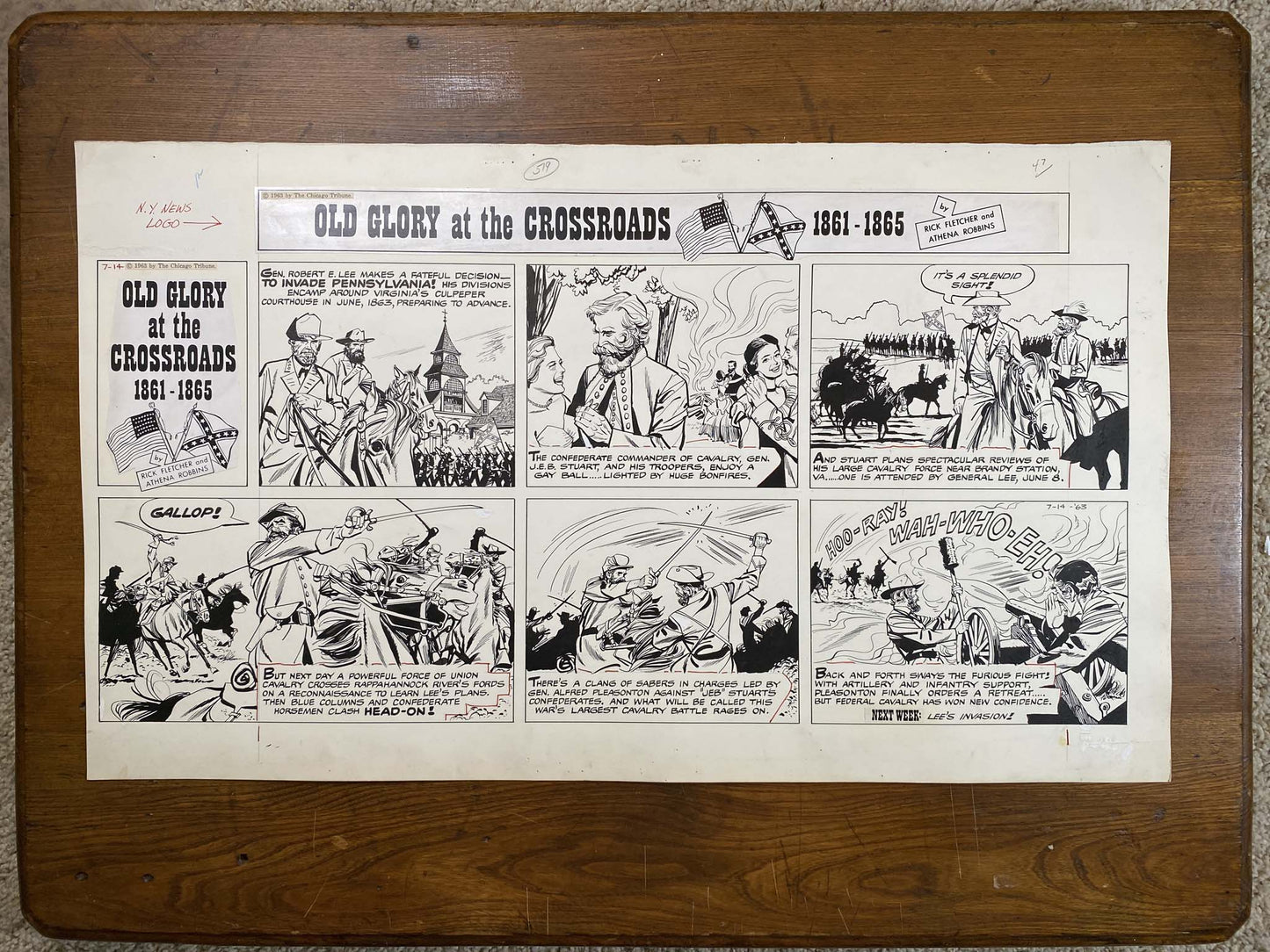Old Glory at the Crossroads 7/14/63 Original Art Illustration | Fletcher Studio