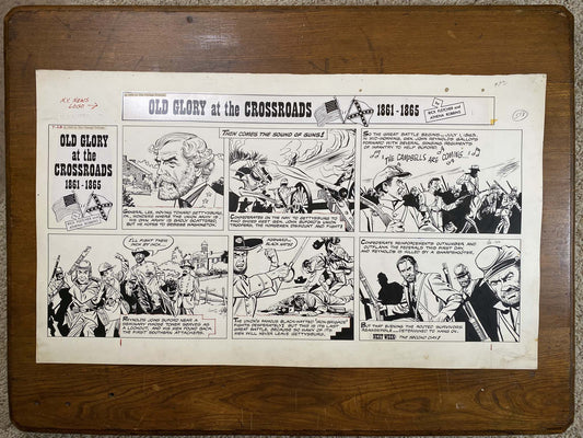 Old Glory at the Crossroads 7/28/63 Original Art Illustration | Fletcher Studio