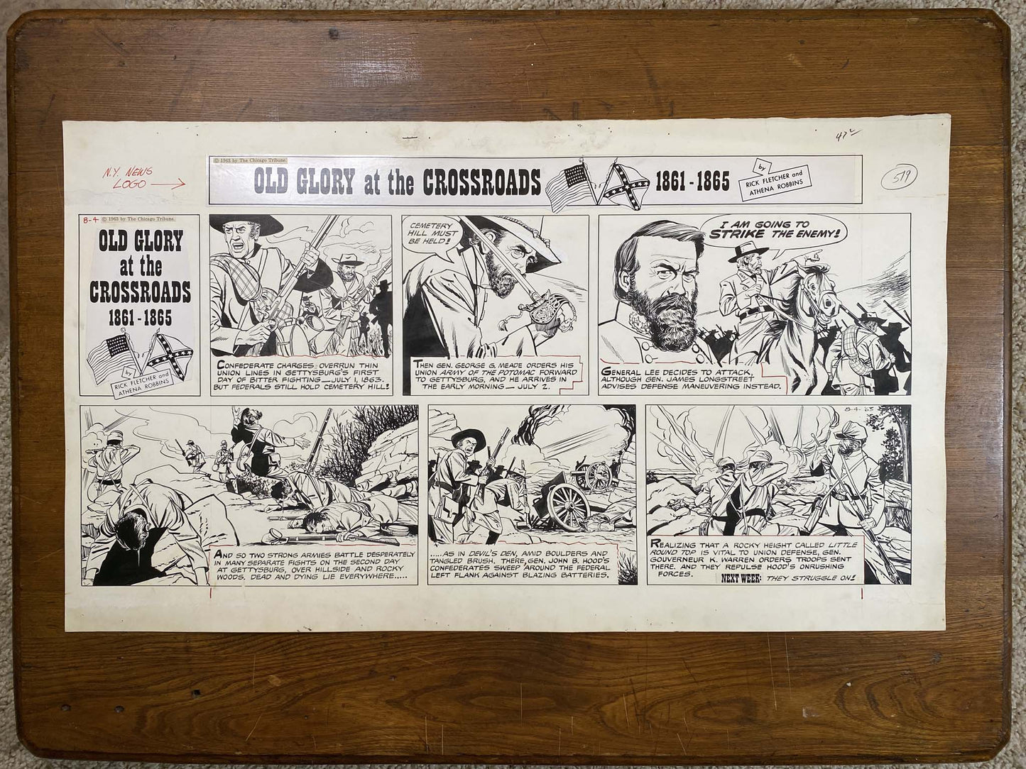Old Glory at the Crossroads 8/4/63 Original Art Illustration | Fletcher Studio