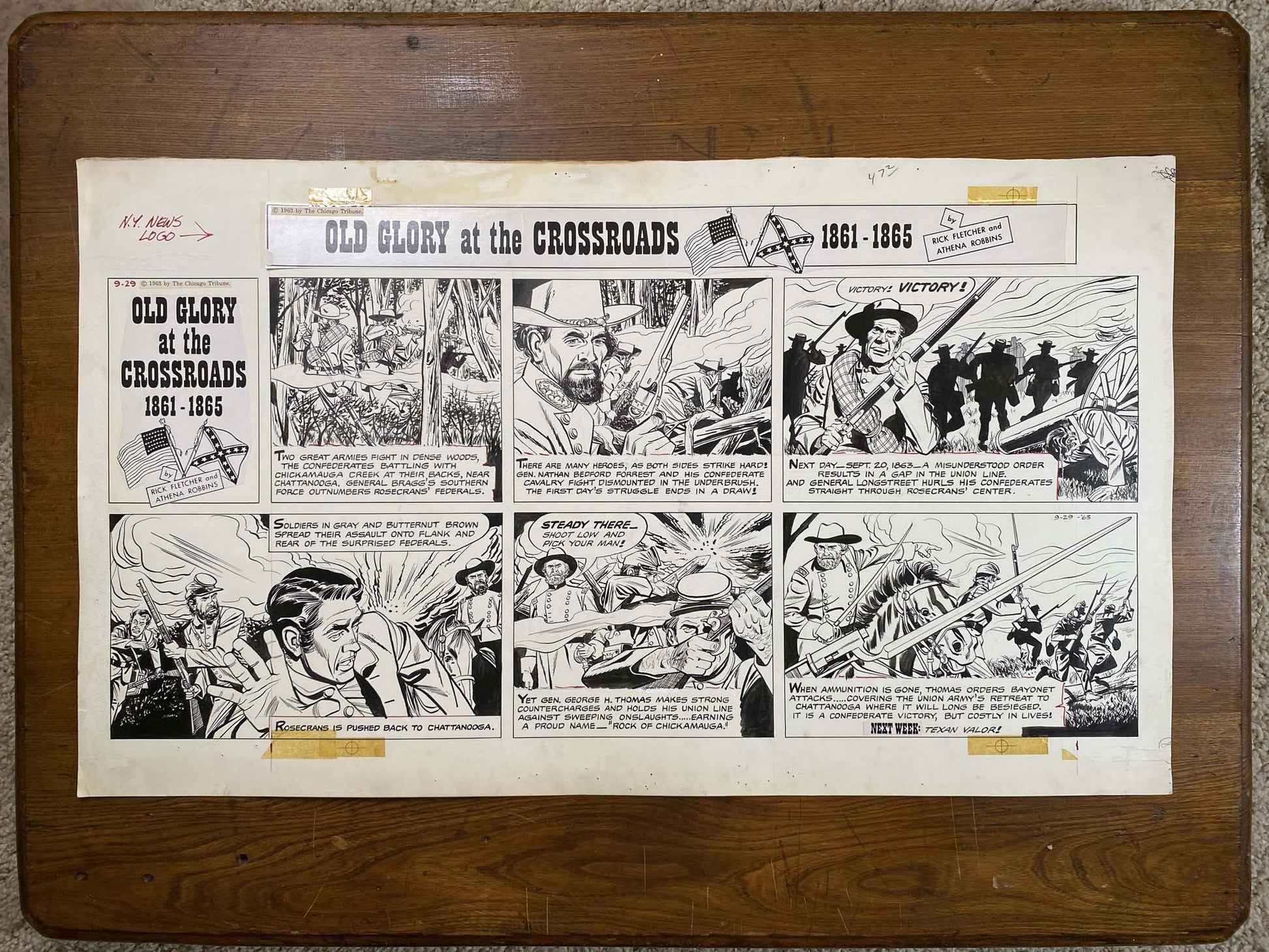 Old Glory at the Crossroads 9/29/63 Original Art Illustration | Fletcher Studio