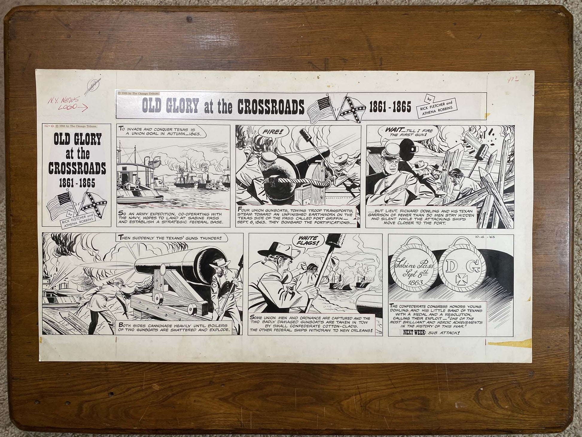 Old Glory at the Crossroads 10/6/63 Original Art Illustration | Fletcher Studio