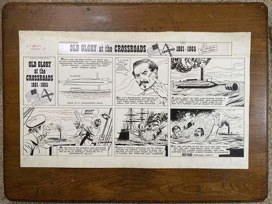 Old Glory at the Crossroads 10/13/63 Original Art Illustration | Fletcher Studio