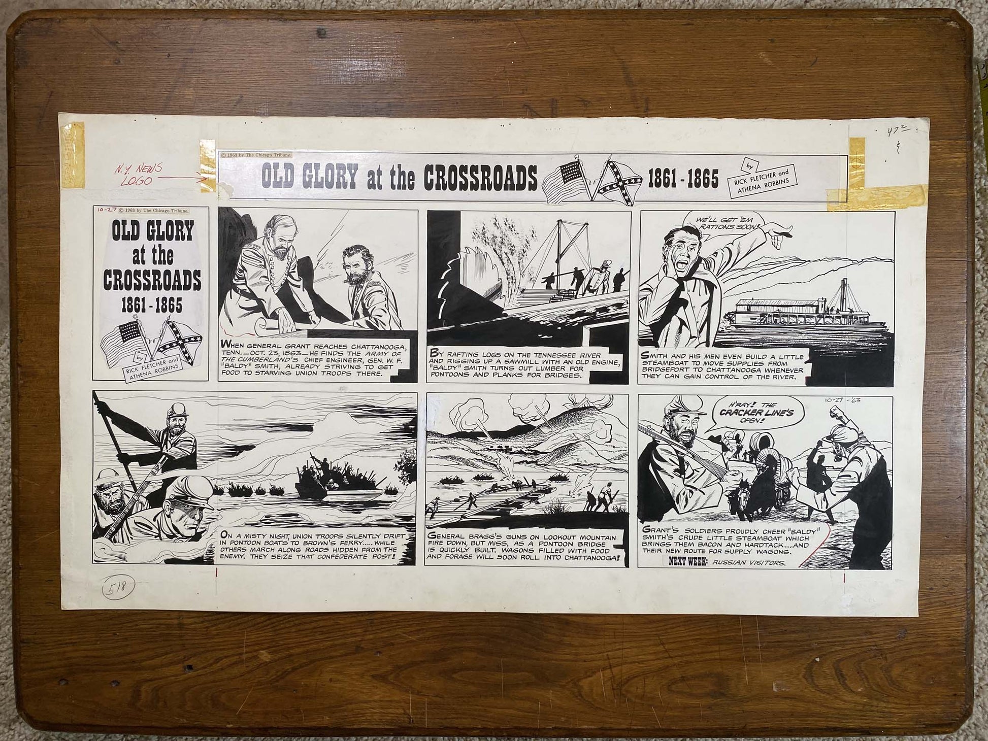 Old Glory at the Crossroads 10/27/63 Original Art Illustration | Fletcher Studio