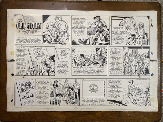 The Old Glory Story: History of the American Flag 1/9/54 Original Art Illustration | Fletcher Studio