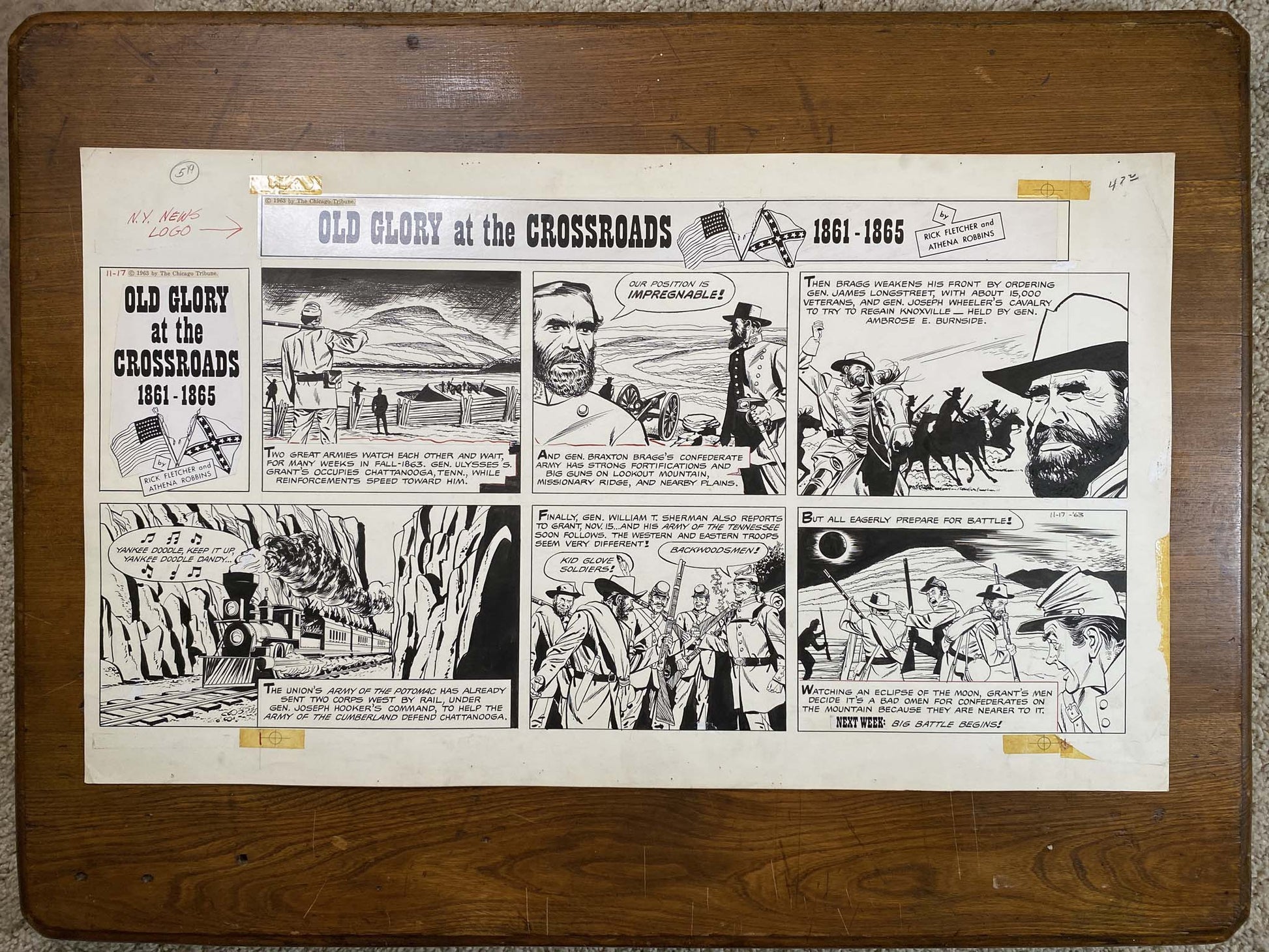 Old Glory at the Crossroads 11/17/63 Original Art Illustration | Fletcher Studio