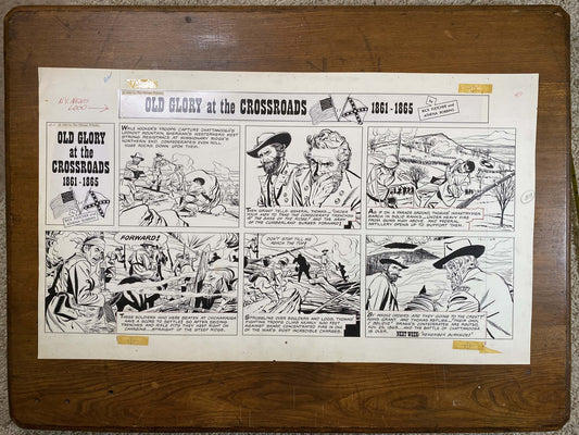Old Glory at the Crossroads 12/1/63 Original Art Illustration | Fletcher Studio