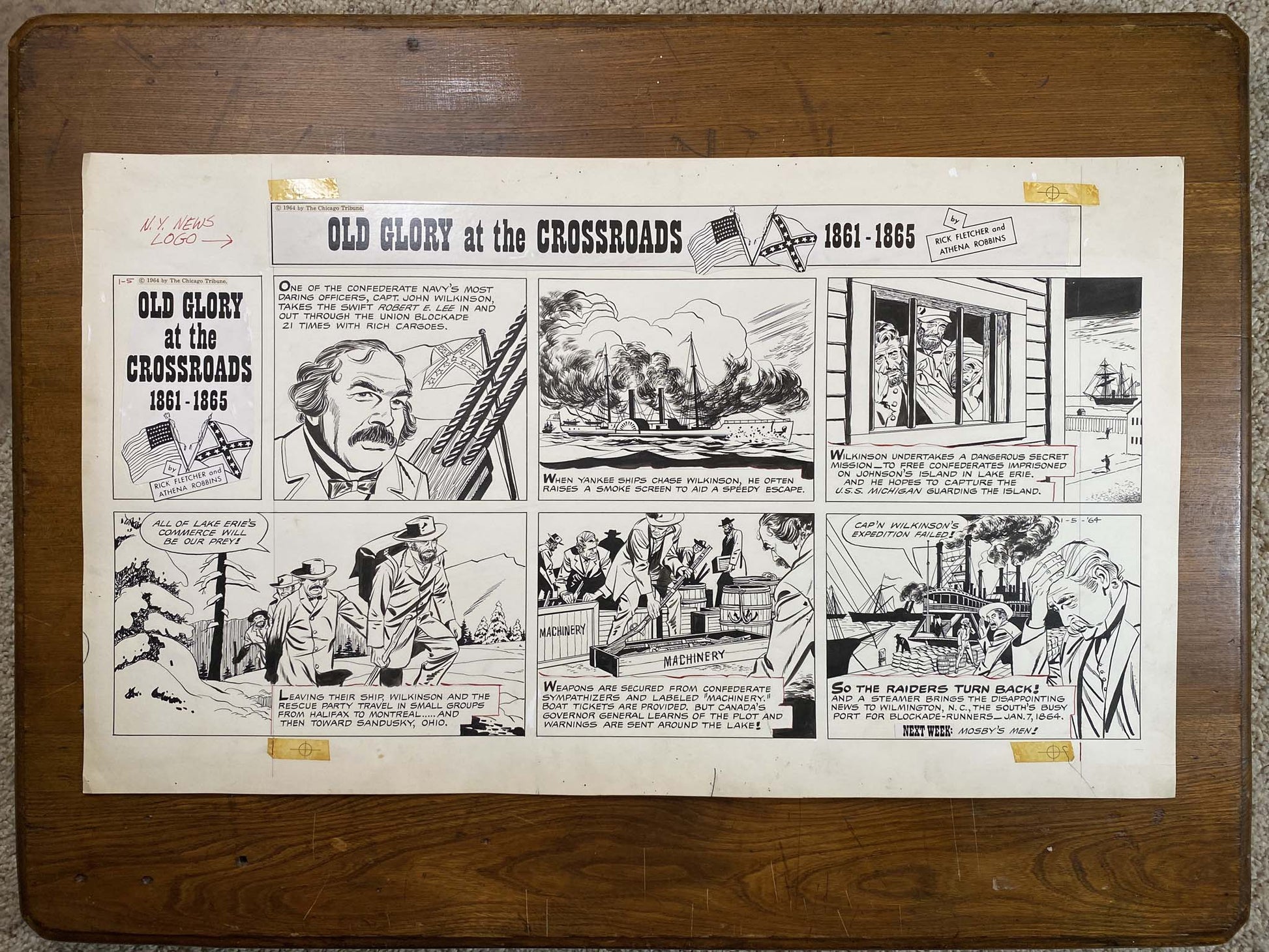 Old Glory at the Crossroads 1/5/64 Original Art Illustration | Fletcher Studio