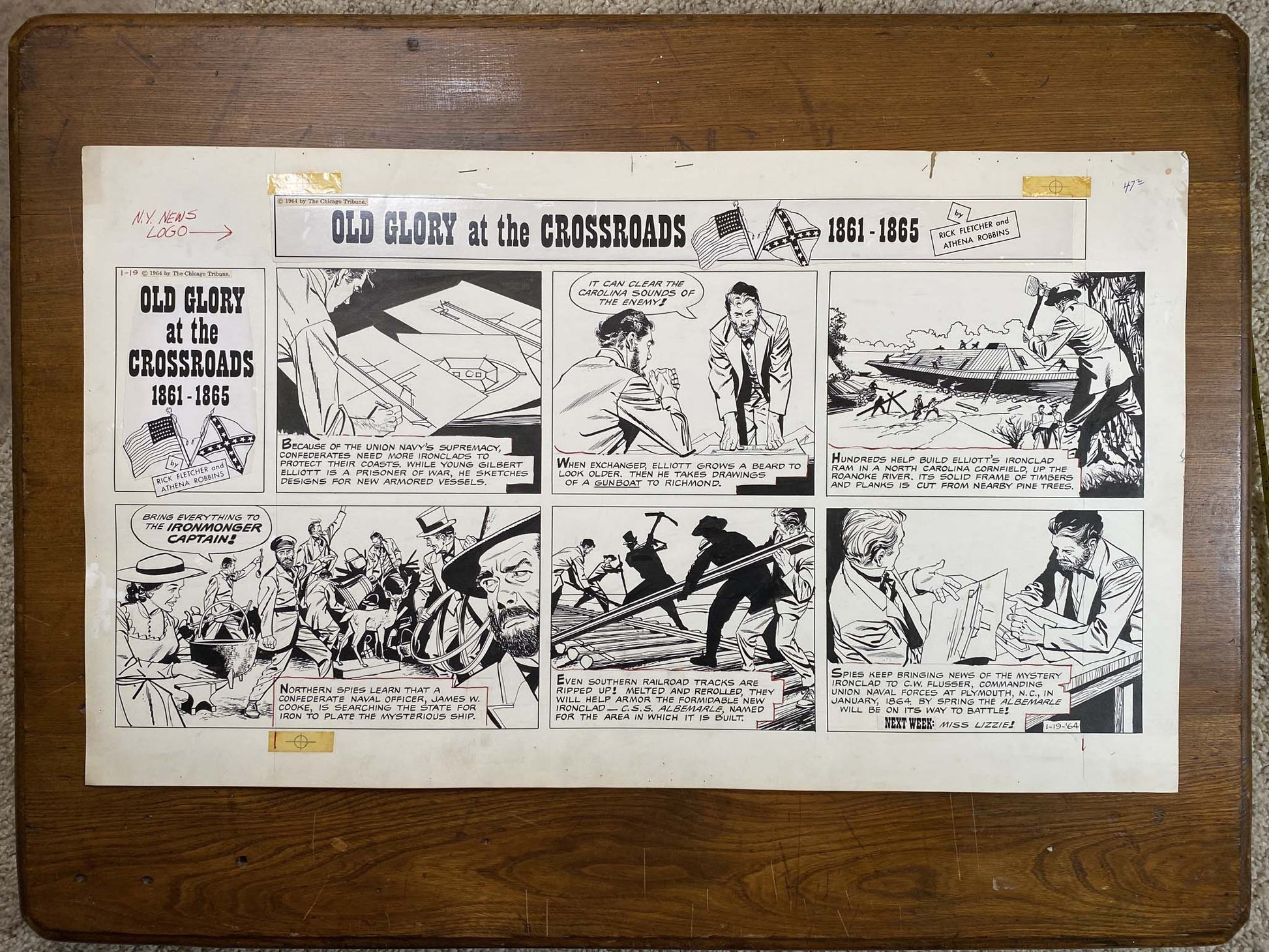 Old Glory at the Crossroads 1/19/64 Original Art Illustration | Fletcher Studio
