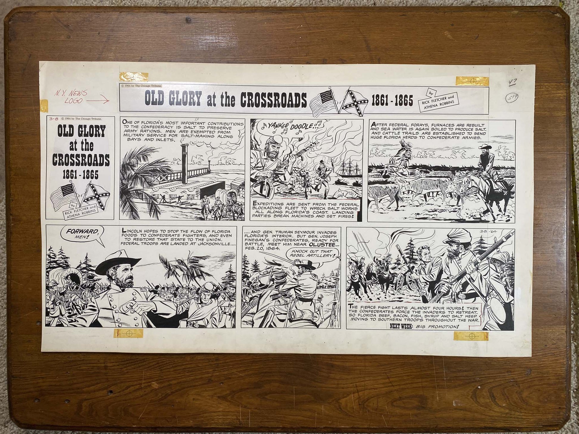 Old Glory at the Crossroads 3/8/64 Original Art Illustration | Fletcher Studio