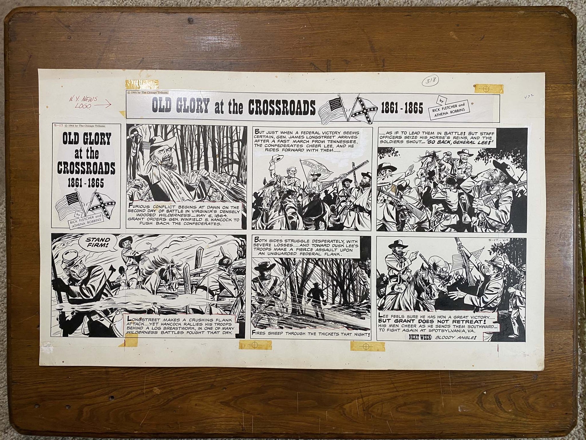 Old Glory at the Crossroads 5/17/64 Original Art Illustration | Fletcher Studio