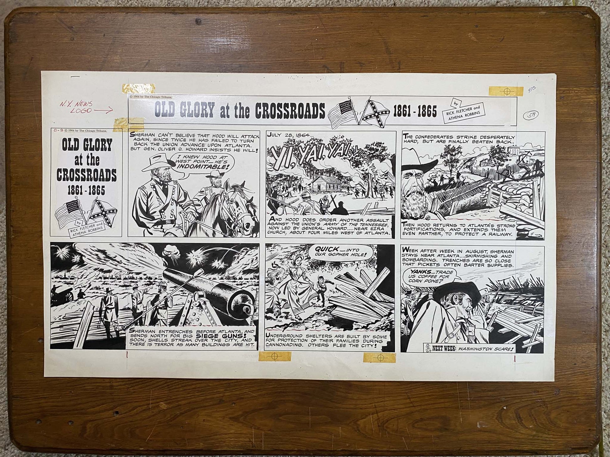 Old Glory at the Crossroads 8/9/64 Original Art Illustration | Fletcher Studio