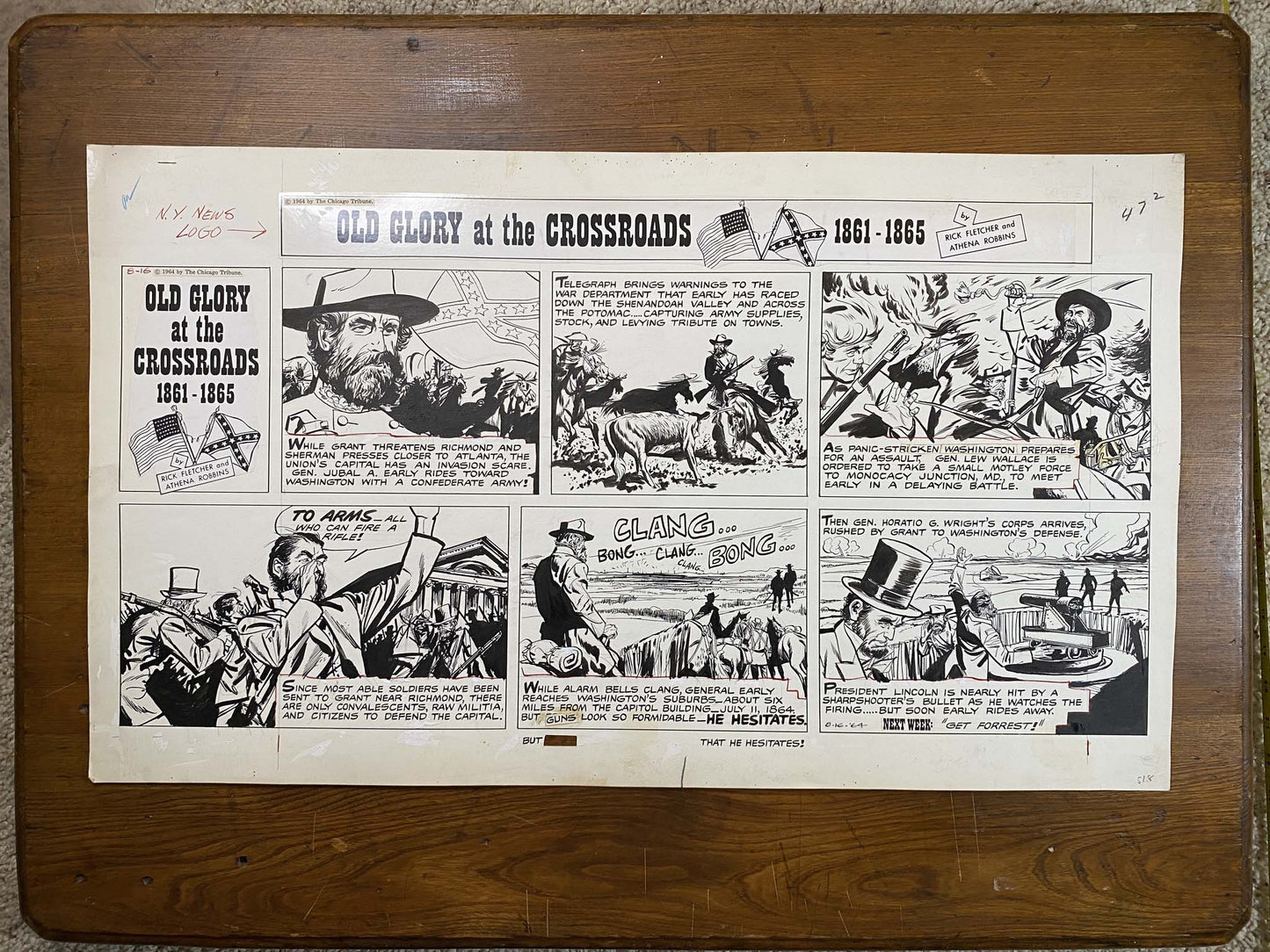 Old Glory at the Crossroads 8/16/64 Original Art Illustration | Fletcher Studio
