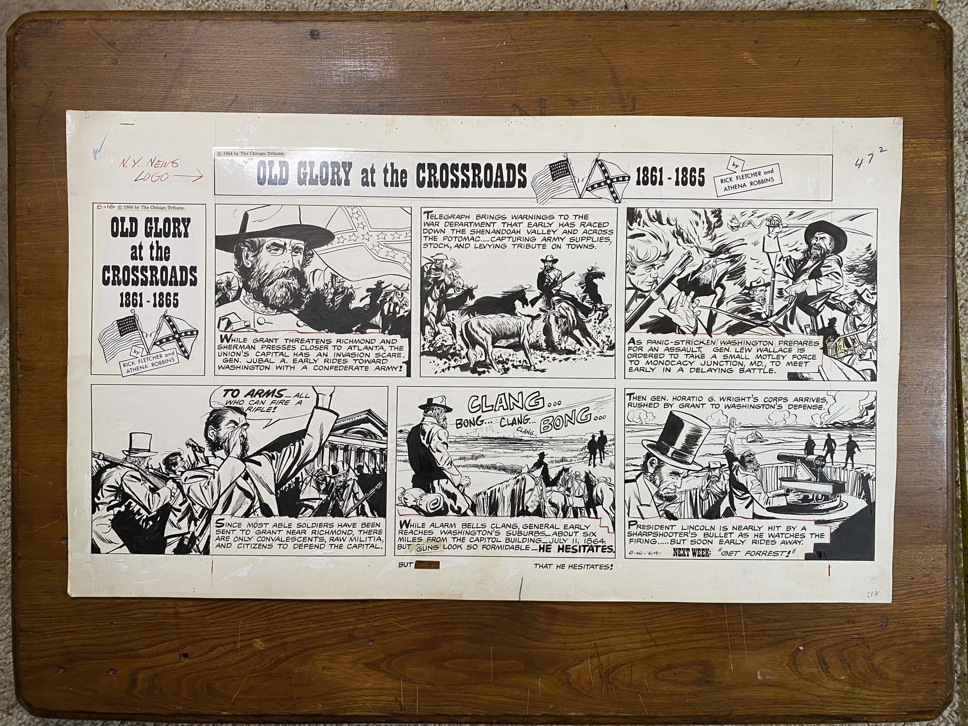 Old Glory at the Crossroads 8/16/64 Original Art Illustration | Fletcher Studio