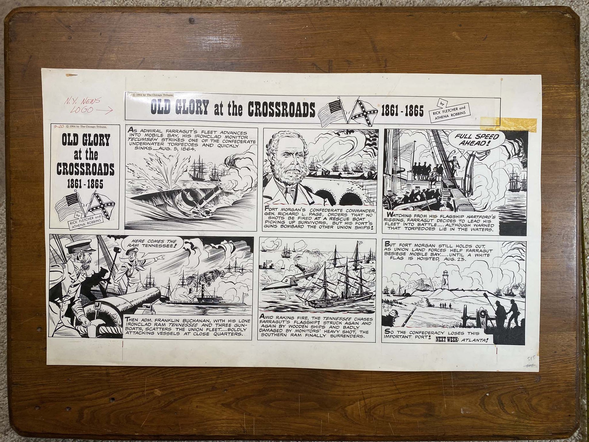 Old Glory at the Crossroads 9/20/64 Original Art Illustration | Fletcher Studio