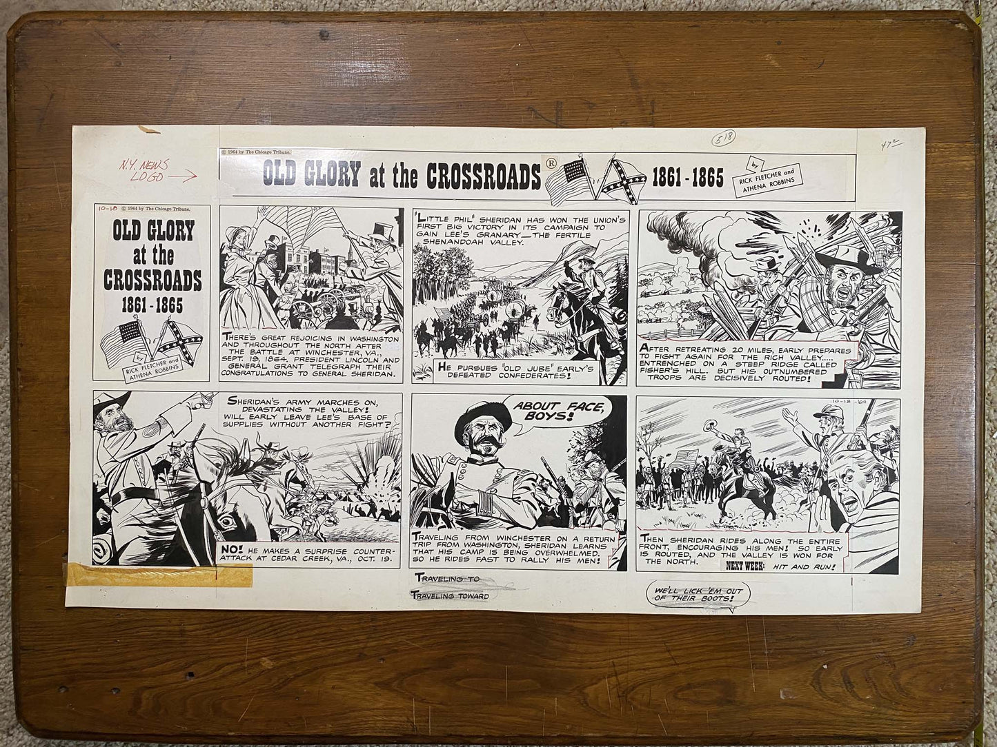 Old Glory at the Crossroads 10/18/64 Original Art Illustration | Fletcher Studio