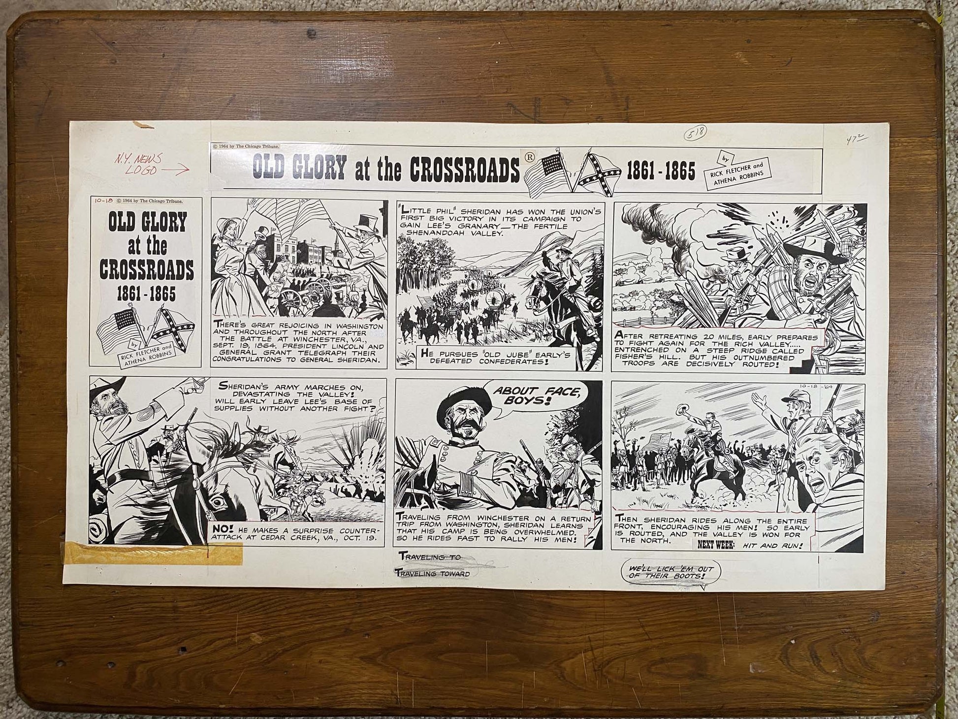 Old Glory at the Crossroads 10/18/64 Original Art Illustration | Fletcher Studio