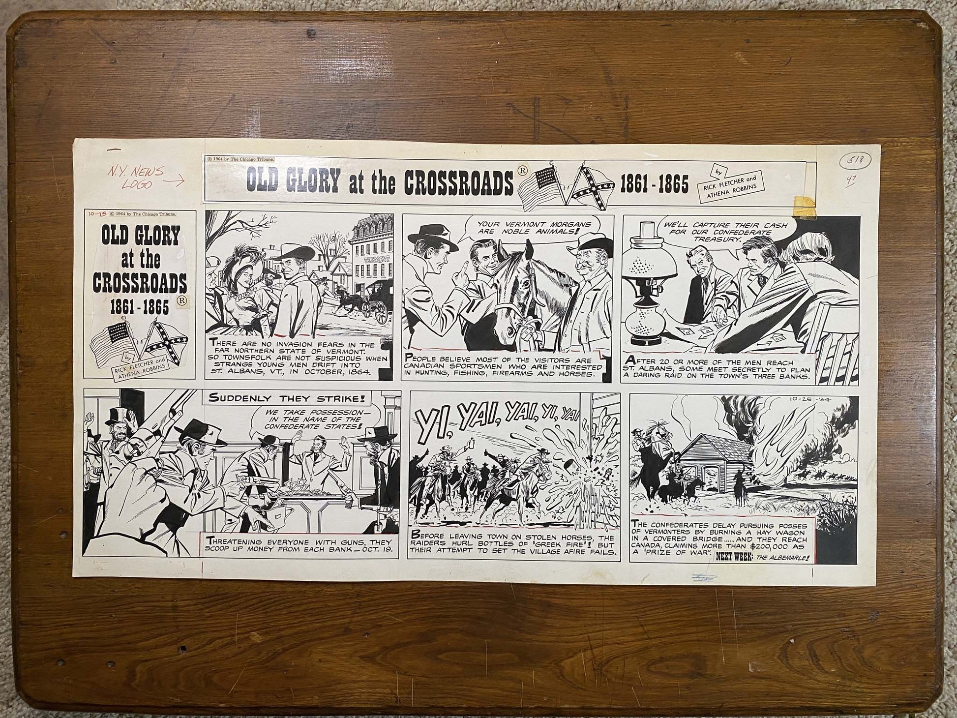 Old Glory at the Crossroads 10/25/64 Original Art Illustration | Fletcher Studio