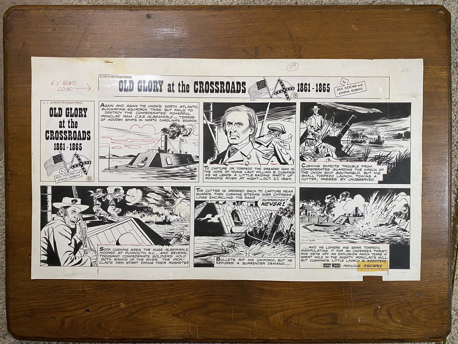 Old Glory at the Crossroads 11/1/64 Original Art Illustration | Fletcher Studio