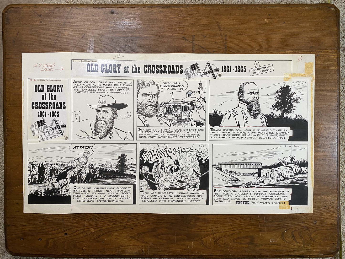 Old Glory at the Crossroads 12/6/64 Original Art Illustration | Fletcher Studio