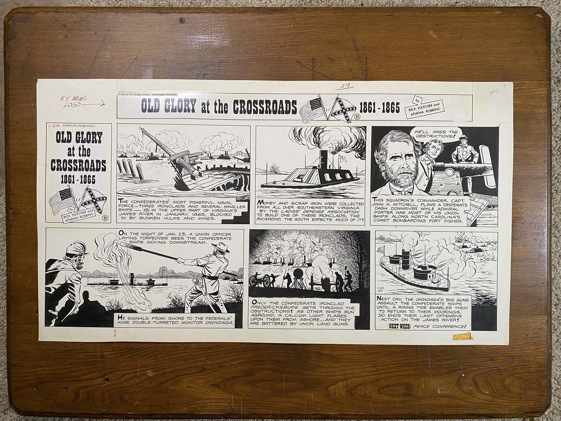 Old Glory at the Crossroads 1/24/65 Original Art Illustration | Fletcher Studio
