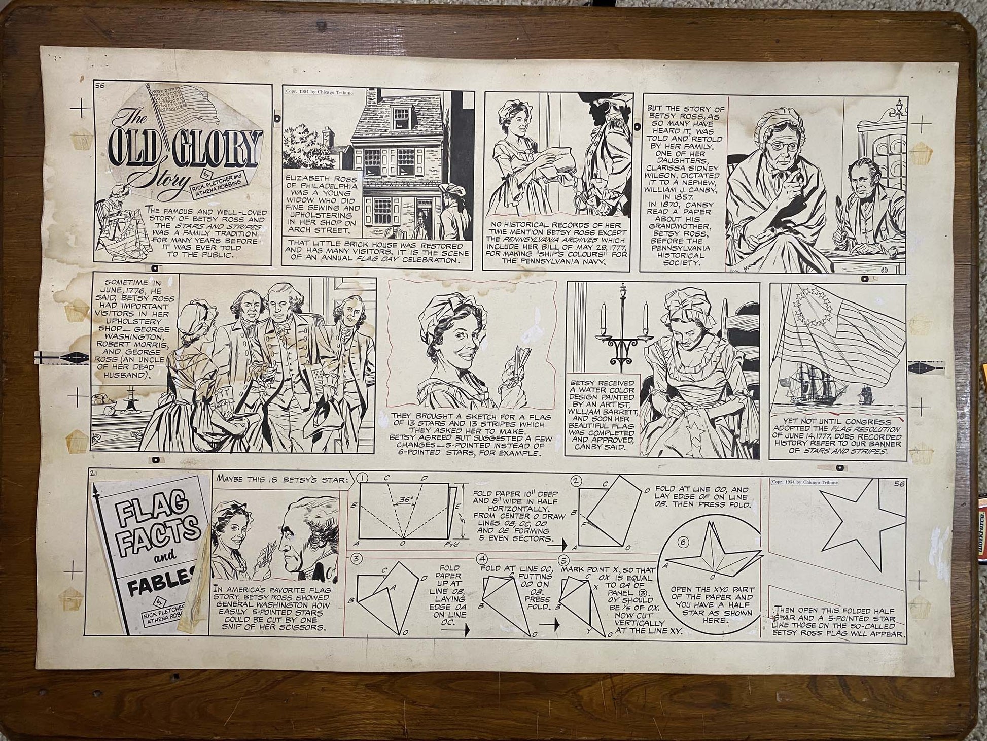 The Old Glory Story: History of the American Flag 2/20/54 Original Art Illustration | Fletcher Studio