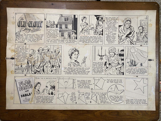 The Old Glory Story: History of the American Flag 2/20/54 Original Art Illustration | Fletcher Studio