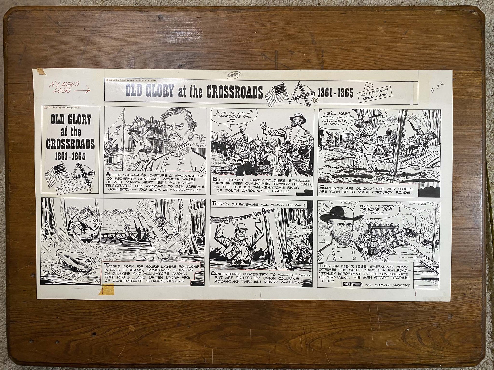 Old Glory at the Crossroads 2/7/65 Original Art Illustration | Fletcher Studio